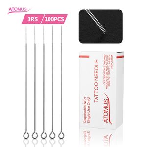 ATOMUS 100pcs Set 3RS İğneler Dövme Tedarik DIY Araçları Tek Dövme Aksesuarlar Tek Dövme İğneler Aksesuarları