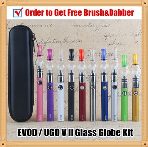 MOQ 5st Pyrex Glass Globe Dab vape-pennsats EVOD örtdryck Dry Herb Wax Pen elektronisk cigarett Passthrough oljeförångare startsatser