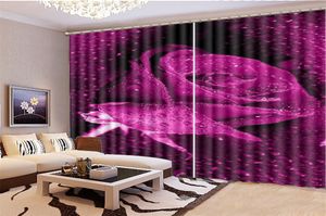 Blackout Gardin Pris Vardagsrum Delikat Dugg-fylld Delikat Rose 3D Floral Gardin HD Print Vackra Blackout Gardiner