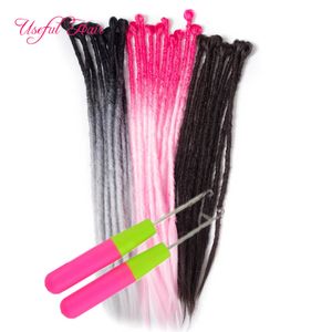 Virka hårförlängningar Handgjorda dreadlocks Hårförlängningar 24 tum Ombre Crochet Hårfärg Syntetisk Virka Braid för kvinnor med krokar
