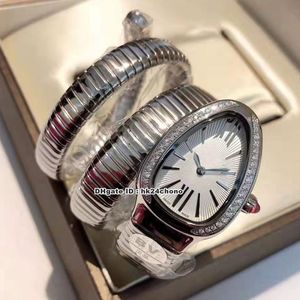 7 Style BVF Watches 35mm Swiss Quartz Womens Watch 101910 SP35C6SDS.2T Diamond Bezel White Dial Rostfritt stål Twine Armband Ladys armbandsur