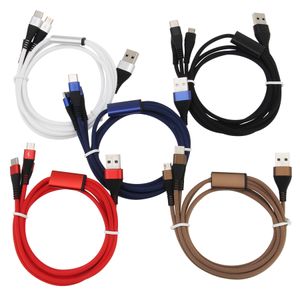 Высокоскоростные Multi USB-зарядные кабели 3 в 1 микро Тип C 1.2M Плетеный кабель для зарядки быстрой телефона для смартфонов Samsung LG