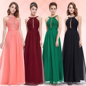 Neue Spitzenabendkleider rote Brautjungfernkleider schwarze Chiffon Applikat Perlen Hochwertige Halftergurt Prom Party Kleider Hy150