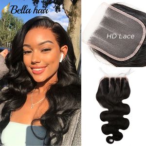 3 parte 4x4 HD Swiss Lace chiusura onda del corpo umano con i capelli del bambino peruviano brasiliano indiano malese