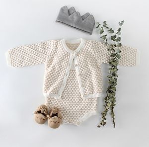 Baby kids Knit cardigan infant girls contrast color knitted long sleeve Princess cardigan baby jumpsuits Autumn new girl Romper Y2562