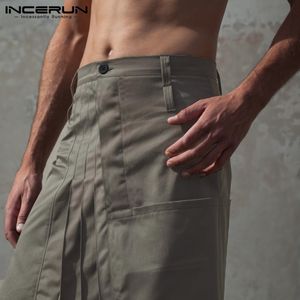 Pantalones de hombre INCERUN, faldas de Color sólido para hombre, pantalones plisados informales con botones, Kilt Vintage 2021 estilo Punk S-5XL