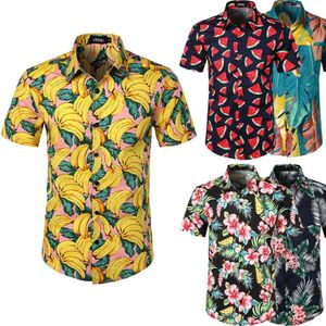 新しいファッション男性ハワイアン夏花プリントビーチシー半袖ルアウシャツトップスブラウス複数色S XLティー