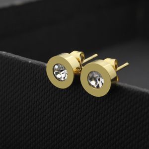 Moda Titanium Aço B único diamante rosa de ouro prata Ear Studs Mulheres Grande C Diamante Tópico Ear Studs Rose Brinco de Ouro para a mulher