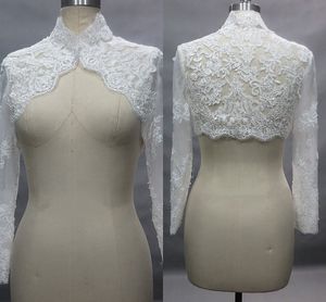 High Neck Long Sleeve Lace Bolero Jacket For Wedding 2020 Hollow Back Bridal Dress Jackets For Evening Prom Party