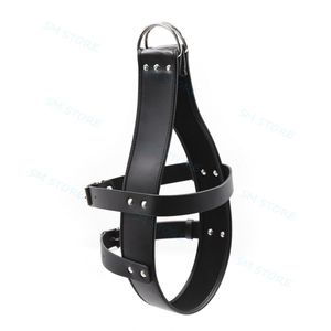 Black Faux Leather Bondage Suspension Ring Head Mask Hanger Restriant Harness Headgear R98