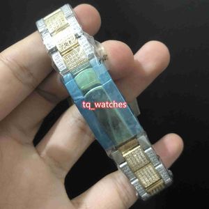 Herr Ice Diamond Wristwatch Gold Diamond Face Watch Arabic Digital Scale Watch Rostfritt stål Strap Automatisk mekanisk WA286K