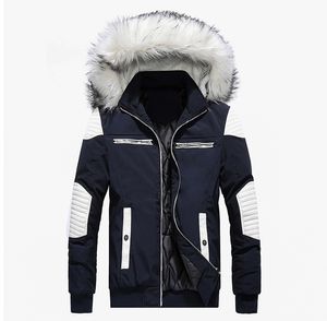 Luxury Fashion Men Winter Jackets Coats Black Warm Down Jacket Outdoor Hooded Fur Mens Tjock Faux Fur Inner Patchwork Parkas Plus Storlek