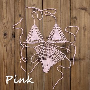 Handgjorda Crochet Micro Bikini G Thong String Beach Micro Swimwear Sexiga Underkläder Ställer 13 Färg