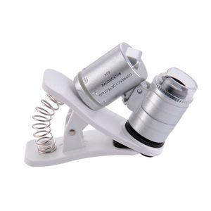 60x Clip-на телефон Microscope Лупа со светодиодным / ультрафиолетовым огнем для универсальных смартфонов iPhone Samsung HTC увеличитель 35 шт.