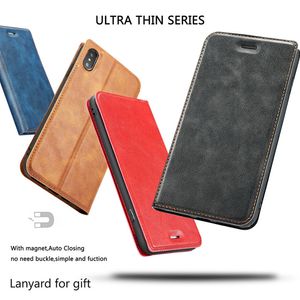 iPhone 11 8 XS Samsung S20 Note10 için Ultra İnce Manyetik Folyo Vegan Mat Deri Cüzdan Kılıf Çift Kart Yuvaları Parantez Kılıf Kabuk