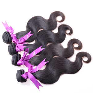 Brasilianska Virgin Hair Raw Bearbetad Brasilianska Peruanska Malaysiska Indiska 100% Mänskliga Virgin Hårvävning Kroppsvåg 6PCS Lot Hårförlängningar