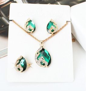 Fashion jewellery 2019 Peacock exquisite new product listing wholesale custom crystal jewelry set glass material jewelry set