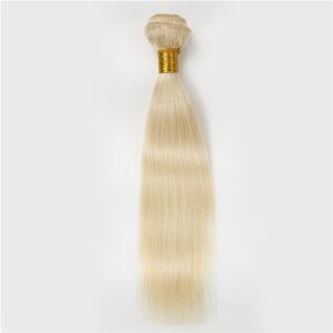 10-30INCH 613 Rak hårstycke Blondin Indisk Remy Hair Extensions 1pc Virgin Russian Brasilian Peruvian Blond Silk Rak Hårväft