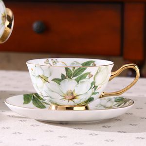 Gardênia xícara de café Britânico osso China copo conjunto retro criativo doméstico jogo de chá de cerâmica Europeia xícara