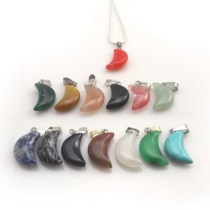 Lotto misto naturale a forma di luna naturale collane a catena a colori argento a sospensione Crescent Chocker per donne 12pcs/lotto