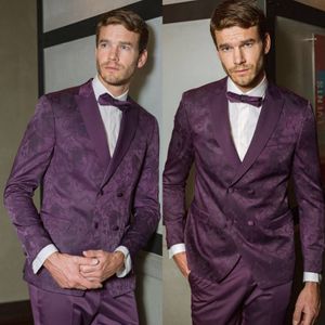 Bourgogne Dubbelbröllop Bröllop Tuxedos Notched Lapel Groomsmen Mens Passar Utmärkt Man Jacka Blazer 2 Piece (Jacka + Byxor)