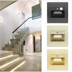 Recessed Steps Ladder Wall Lamps Led Stair Light Indoor PIR Motion Sensor Infrared Human Body Induction Lamp