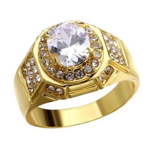 Hiphip Full Diamond Ringar för Mens Toppkvalitet Fashaion Hip Hop Tillbehör Cryptal Gems 925 Silver Gold Ring Partihandel