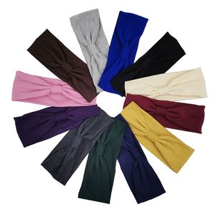 Women Lady Bowknot Turban Head Wrap Yoga Sport Headbands Solid Color Hairband For Girl Hair Accessories