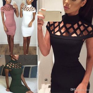 Party Night Turtle Neck Club Dress Hollow Out Mesh Slim Dresses Sexy Skinny Cut Off Black Mini Bodycon Brand Vestidos New