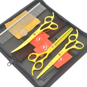 7.0 Inch Meisha Pet Grooming Forbici Set di Alta Qualità Fish Bone Thinning Shears con Pettine CurvedStraight Animali Strumenti di Taglio Dei Capelli HB0198