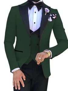 Nyaste One Button Groomsmen Peak Lapel Bröllop Brudgum Tuxedos Män Passar Bröllop / Prom / Middag Bästa Man Blazer (Jacka + Tie + Vest + Byxor) 985