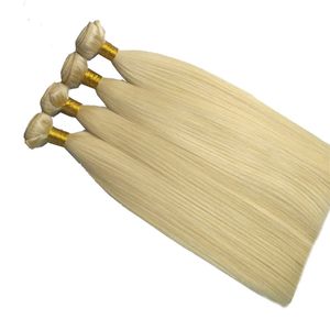 Bleach Blonde Farbe 613 # brasilianische peruanischer Malaysian Indian Gerade Jungfrau-Menschenhaar Weaves Bundles Remy Haar-Verlängerungen 16-24 Zoll