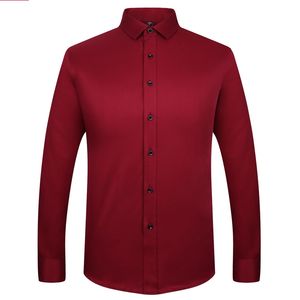 マイクロエラスティック非アイアンメンドレスシャツ長袖プラスサイズのフォーマルグルームウェアビジネス男性ワークオフィスシャツ