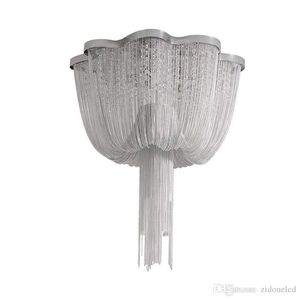 Luxo borlas alumínio Cadeia de teto Corrente de aço inoxidável Lamp lustres de cristal lâmpadas LED para Sala Quarto