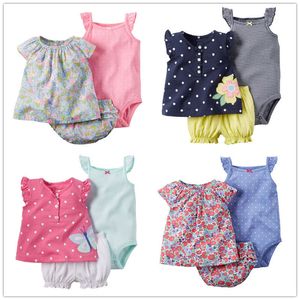 DHL 3pcs/set sacchetto senza maniche del sacchetto senza maniche di estate dei vestiti del bambino del bambino femminile che copre i vestiti striscianti del cotone puro del bambino femminile molti tipi