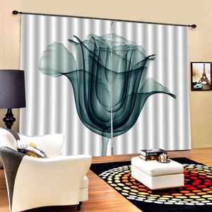 3d Cortina Quarto simples pintados à mão delicada Rosas personalizado Romantic Flowers Decoração Prática cortinas Blackout