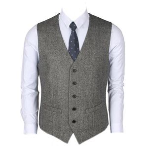 2019 Wool Groom Vests Fashion Gray Wedding Waistcoat Five Button Slim Fit Mens Vests For Prom Custom Made