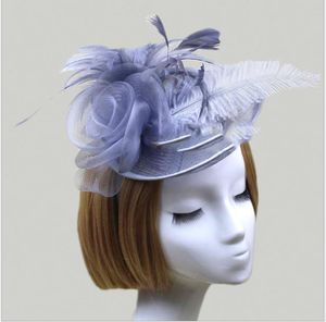 Feather hat noiva vestido de noiva cocar partido hairpin