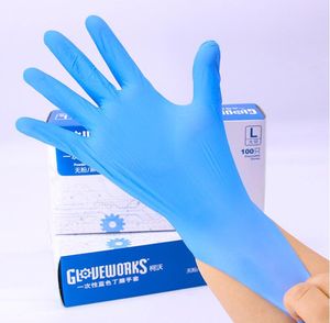 Luvas de nitrilo blue 100 pcs/lot Food Grade Waterproof Allergy free Disposable Work Luvas de segurança Nitrile Luvas mecânicas