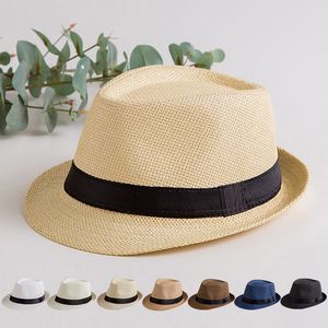 Summer Visor Brytyjczycy Działka Dziecka Dziecko Jazz Mężczyźni Ochrona Słońca Słomkowy Kapelusz Plaża Dorosłych Modele Słomiany Kapelusz WCW368