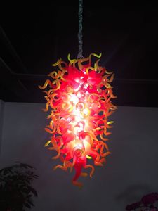 Grazioso lampadario a forma di fiore in vetro soffiato a mano di colore giallo e rosso Lampada a sospensione Home Dec LR1298