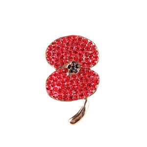 Britannica Kate Middlton Spilla con fiori di papavero Forniture per feste festive Regno Unito Remembrance Day Spilla per seno in cristallo con diamante rosso