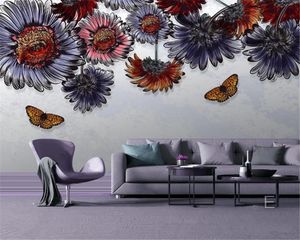 3Dホーム壁紙ヨーロッパの抽象的なレトロな油絵花リビングルームの寝室テレビの背景壁の壁紙