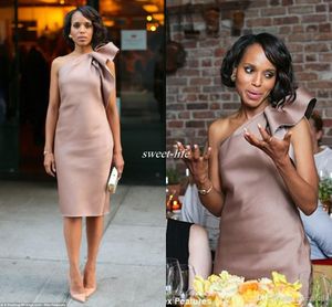 Kerry Washington Celebrity Dress Formell Party Gowns One Shoulder Short Satin Knee Length Sheath Club Cocktail Dresses 2020