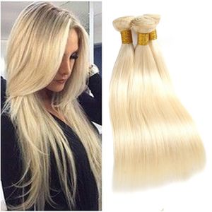 Malaysian Human Hair 3 Bundles 613# Color Blonde Silky Straight Virgin Hair Extensions Straight 3 Pieces/lot 613 Blonde 8-30inch