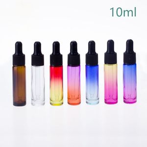Gradiente vidro colore Essencial perfume Frascos de 10ml Garrafas E líquido reagente Pipeta Eye Dropper Bottle Aromaterapia com tampões