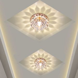 クリスタルフラワーポーチランプ3W LEDの天井灯モダイズランプバルコニー廊下照明フィクスチャリビングルームの装飾スポットライト