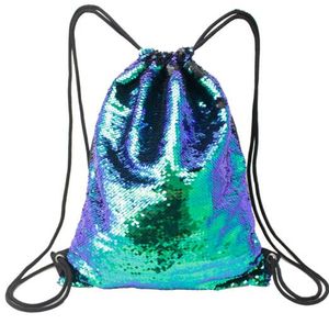 Pull discolored sequins sports bag, rope harness pocket, outdoor shoulder bag,waterproof Oxford cloth, flip sequins, super-thick nylon rope
