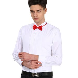 Men's French Cuff Tuxedo Solid Color Shirt Wing Tip Collar Men Long Sleeve Dress Formal Wedding Bridegroom