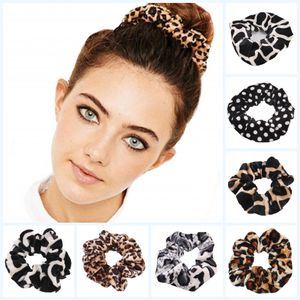 Högkvalitativ leopardhår Scrunchies Girls Elastic Hair Rope Band Female Accessories Velvet Scrunchies Ponyil Holder